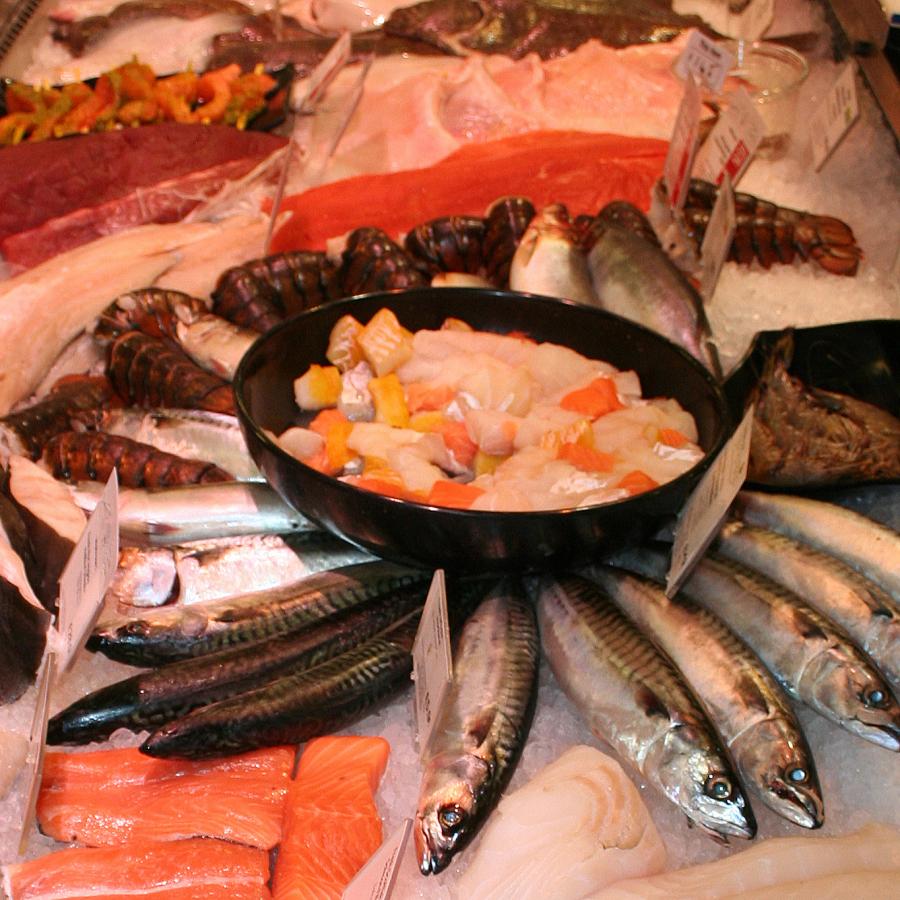 Fresh fish, meat, groceries and wines from the John Lewis Foodhall at Bluewater, Kent
