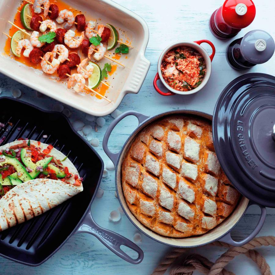 Le Creuset kitchen accessories, cast iron cookware, utensils and bakeware at Bluewater, Kent