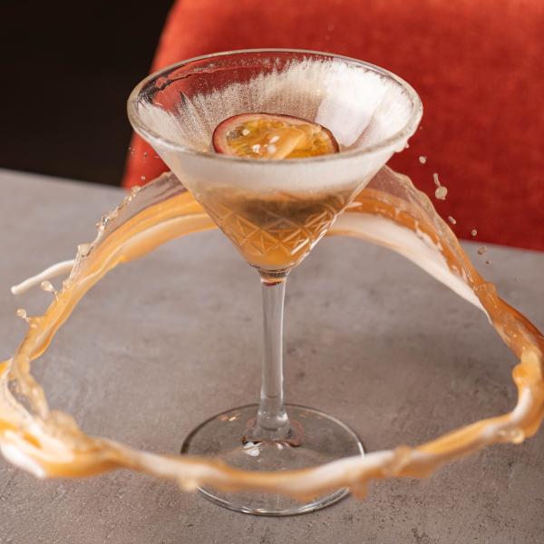 Passionfruit cocktail in a martini glass